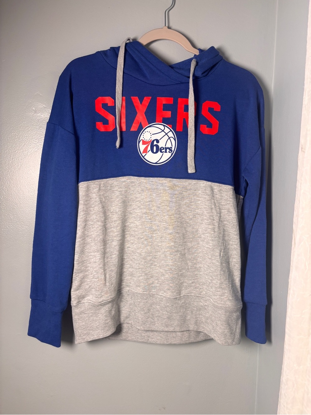 Philadelphia 76ers Hoodie Colorblock Blue Gray Sweatshirt Women's Size S